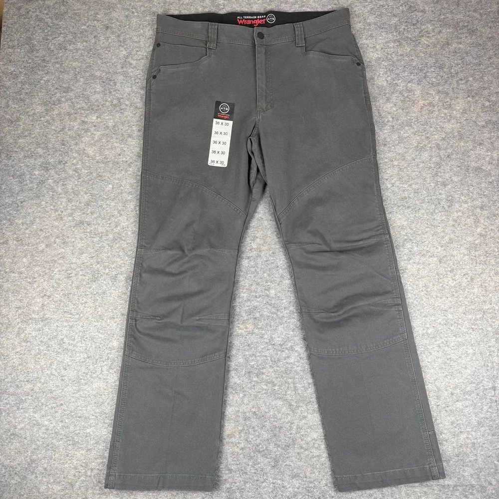 Wrangler ATG Jackson Utility Pants Cotton Stretch Pockets Gray Mens 36x30